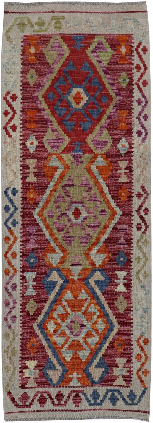 Full view of New Modern Design rug from Pakistan, 150 × 54 cm in Multi Color tones