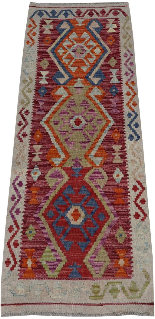 Full view of New Modern Design rug from Pakistan, 150 × 54 cm in Multi Color tones