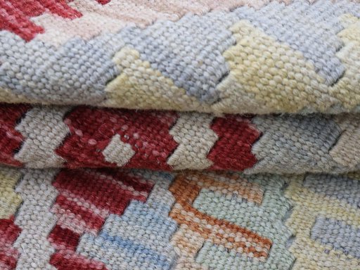 Close-up detail of New Modern Design rug from Pakistan showing Wool weave