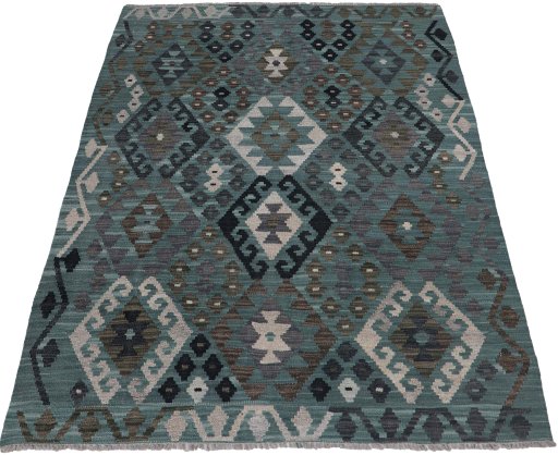 Full view of New Modern Design rug from Pakistan, 167 × 130 cm in Multi Color tones