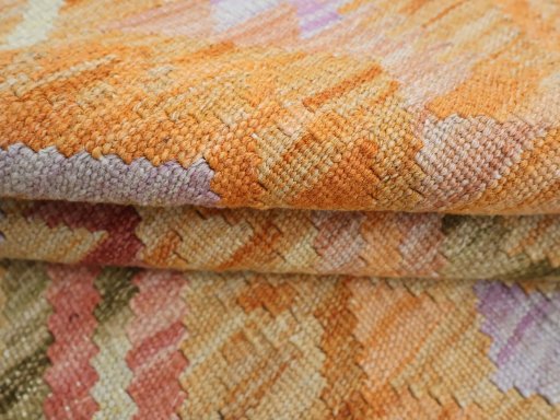 Close-up detail of New Modern Design rug from Pakistan showing Wool weave