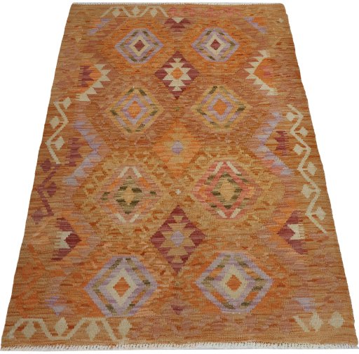 Full view of New Modern Design rug from Pakistan, 147 × 105 cm in Multi Color tones