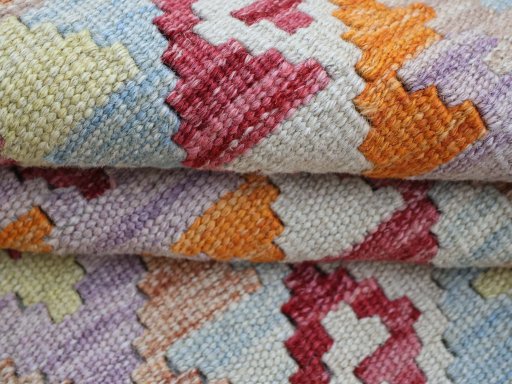 Close-up detail of New Modern Design rug from Pakistan showing Wool weave