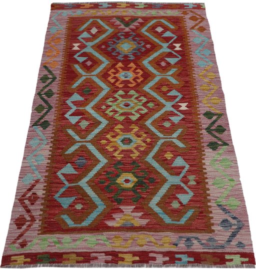Full view of New Modern Design rug from Pakistan, 153 × 99 cm in Multi Color tones