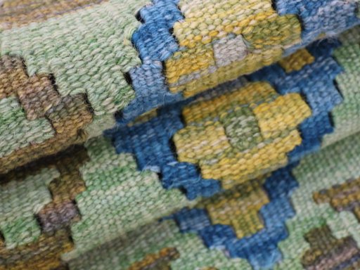 Close-up detail of New Modern Design rug from Pakistan showing Wool weave