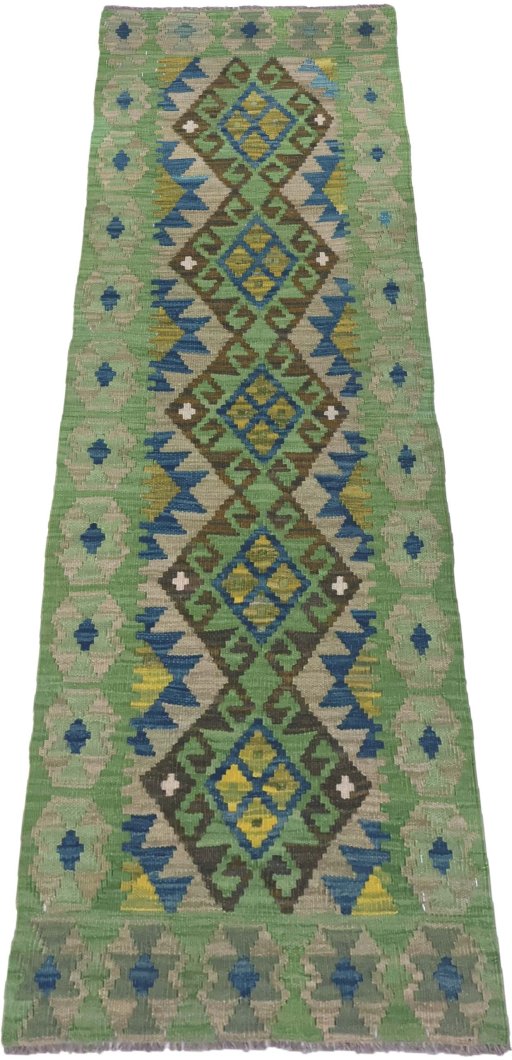 Full view of New Modern Design rug from Pakistan, 189 × 63 cm in Multi Color tones
