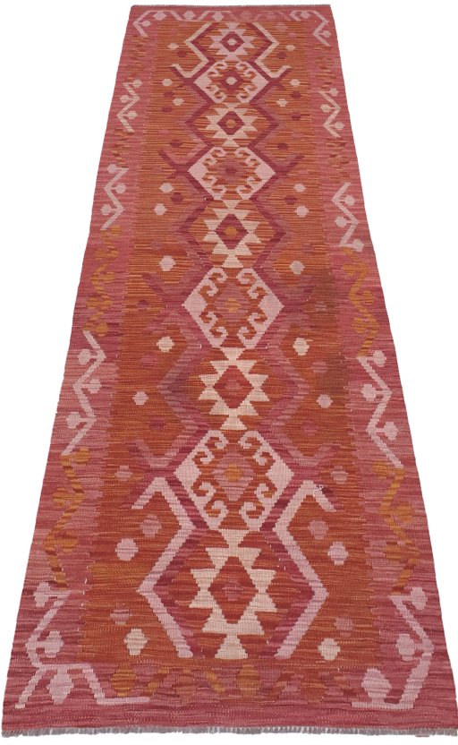 Full view of New Modern Design rug from Pakistan, 284 × 85 cm in Multi Color tones
