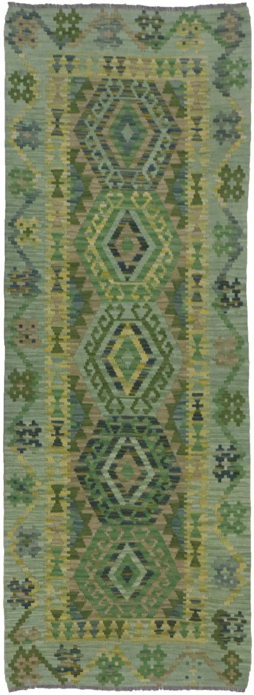 Full view of New Modern Design rug from Pakistan, 204 × 85 cm in Multi Color tones