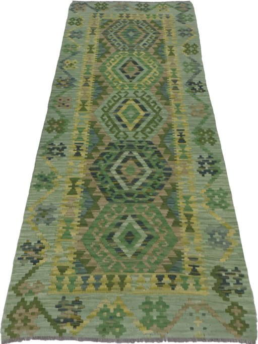Full view of New Modern Design rug from Pakistan, 204 × 85 cm in Multi Color tones