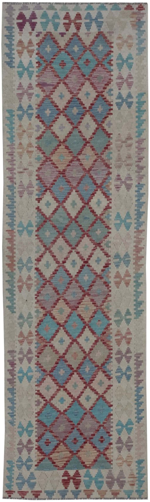 Full view of New Modern Design rug from Pakistan, 289 × 87 cm in Multi Color tones
