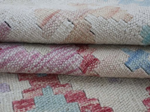 Close-up detail of New Modern Design rug from Pakistan showing Wool weave