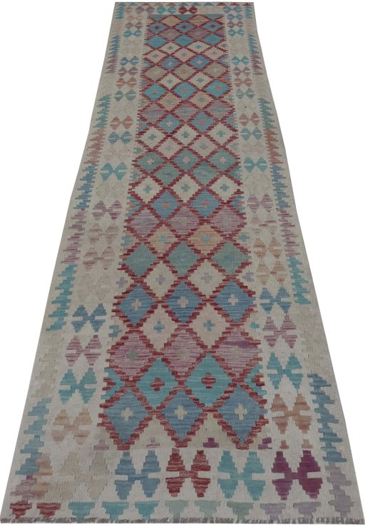Full view of New Modern Design rug from Pakistan, 289 × 87 cm in Multi Color tones