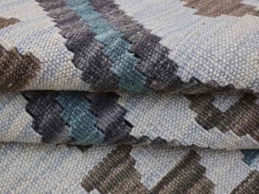 Close-up detail of New Modern Design rug from Pakistan showing Wool weave