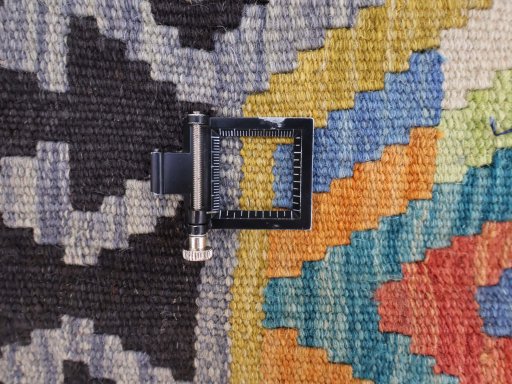 Corner detail of New Modern Design rug showing border pattern and Wool pile