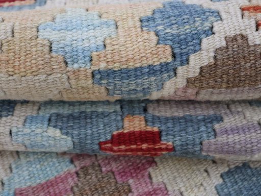 Close-up detail of New Modern Design rug from Pakistan showing Wool weave