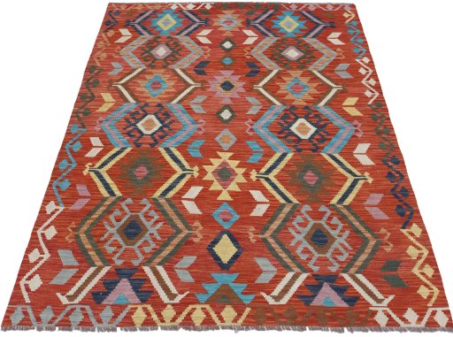 Full view of New Modern Design rug from Pakistan, 194 × 156 cm in Multi Color tones