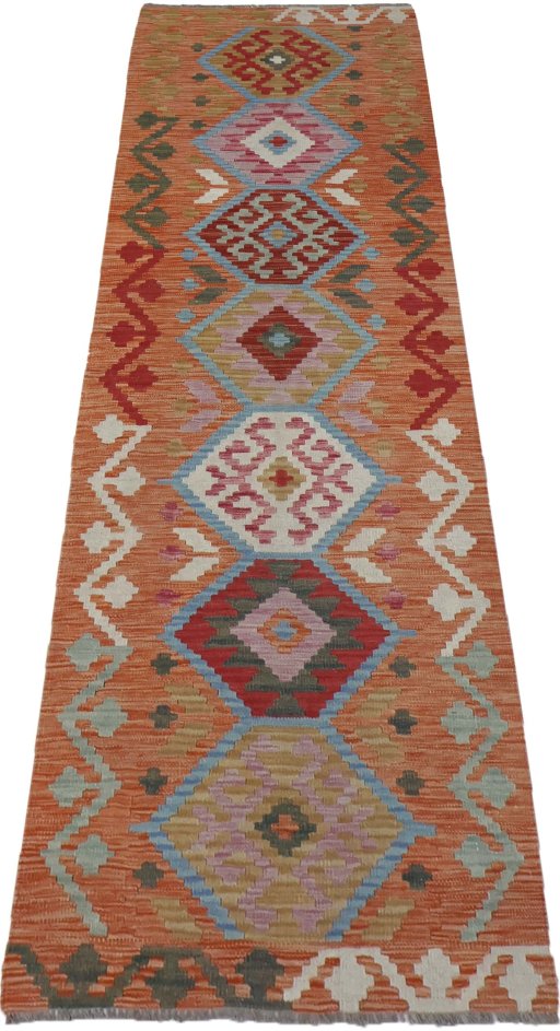Full view of New Modern Design rug from Pakistan, 235 × 74 cm in Multi Color tones