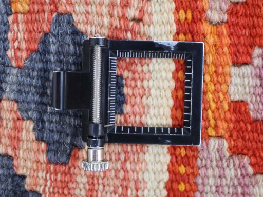 Corner detail of New Modern Design rug showing border pattern and Wool pile