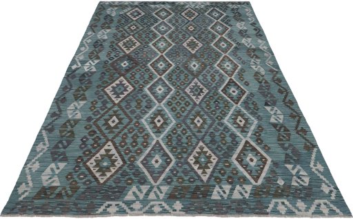 Full view of New Modern Design rug from Pakistan, 303 × 208 cm in Multi Color tones