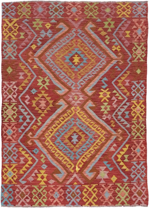 Full view of New Modern Design rug from Pakistan, 181 × 128 cm in Multi Color tones