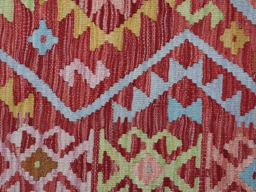 Backside of handmade New Modern Design rug showing knot structure and weave density