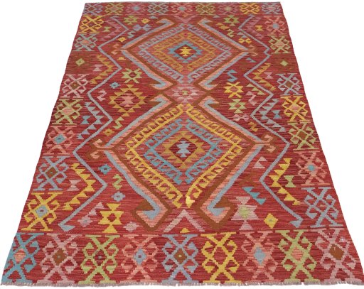 Full view of New Modern Design rug from Pakistan, 181 × 128 cm in Multi Color tones
