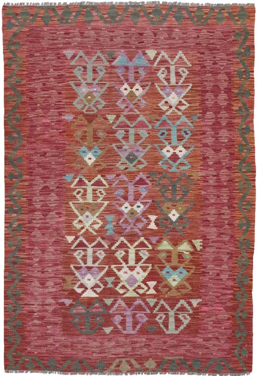 Full view of New Modern Design rug from Pakistan, 171 × 117 cm in Multi Color tones