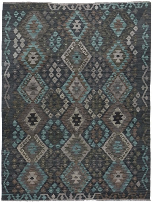 Full view of New Modern Design rug from Pakistan, 203 × 150 cm in Multi Color tones