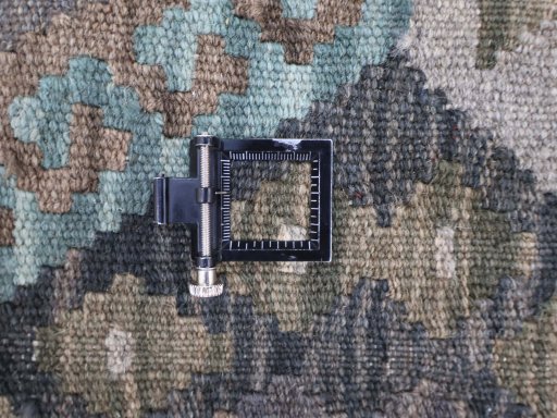 Corner detail of New Modern Design rug showing border pattern and Wool pile