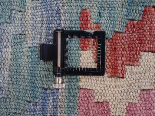 Corner detail of New Modern Design rug showing border pattern and Wool pile