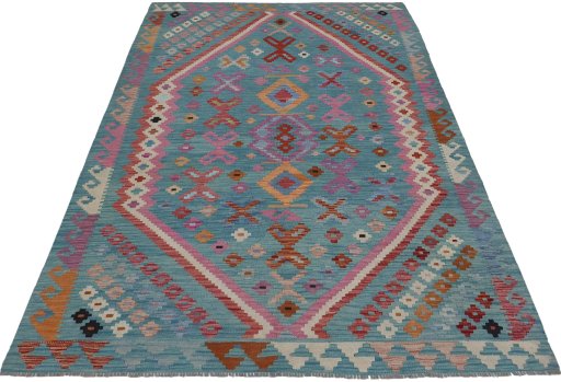 Full view of New Modern Design rug from Pakistan, 240 × 170 cm in Multi Color tones