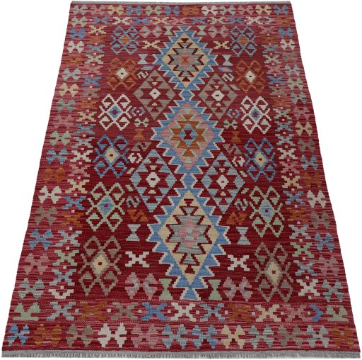 Full view of New Modern Design rug from Pakistan, 182 × 124 cm in Multi Color tones