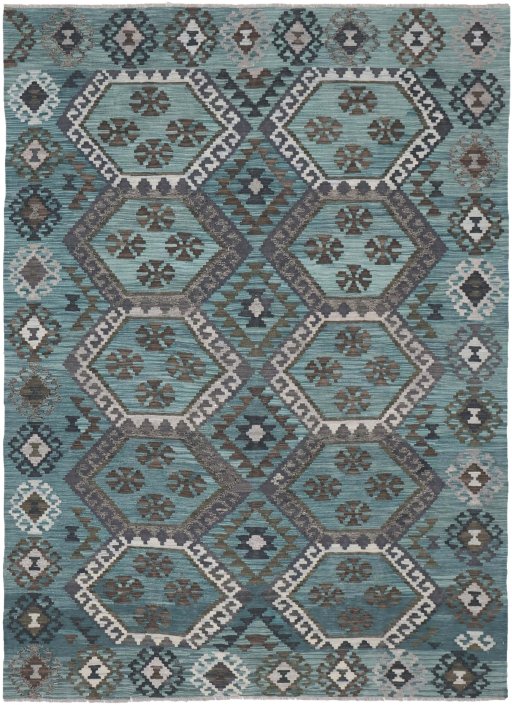 Full view of New Modern Design rug from Pakistan, 290 × 208 cm in Multi Color tones