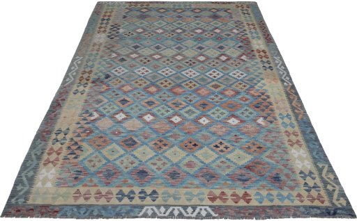 Full view of New Modern Design rug from Pakistan, 281 × 205 cm in Multi Color tones