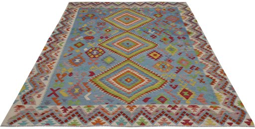 Full view of New Modern Design rug from Pakistan, 289 × 252 cm in Multi Color tones