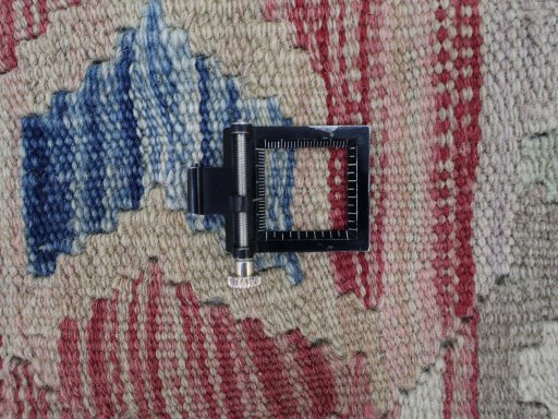 Corner detail of New Modern Design rug showing border pattern and Wool pile