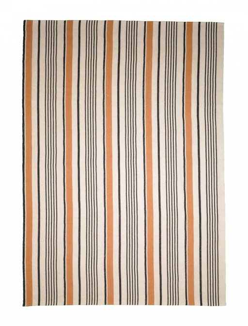 Full view of New Modern Design rug from Iran / Persia, 357 × 254 cm in Beige tones