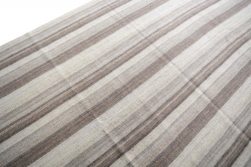 Backside of handmade New Modern Design rug showing knot structure and weave density