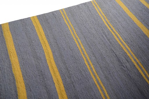 Backside of handmade New Modern Design rug showing knot structure and weave density