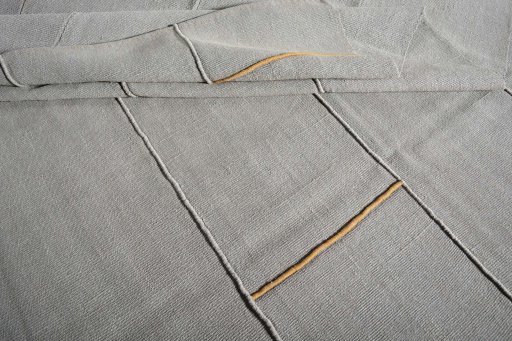 Full view of New Modern Design rug from Iran / Persia, 307 × 203 cm in Beige tones