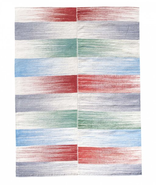 Full view of New Modern Design rug from Iran / Persia, 197 × 146 cm in Multi Color tones