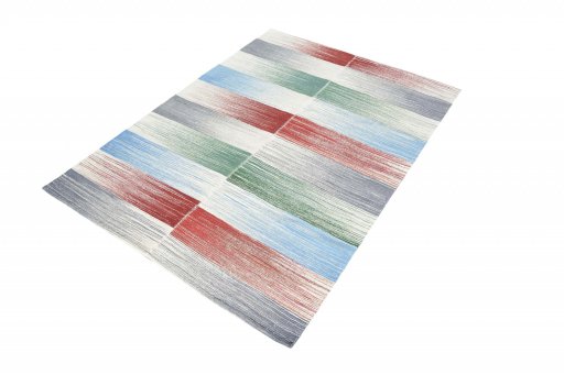 Corner detail of New Modern Design rug showing border pattern and Wool pile