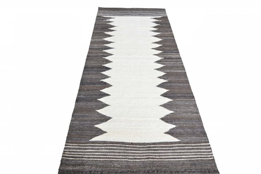 Close-up detail of New Modern Design rug from Iran / Persia showing Wool weave