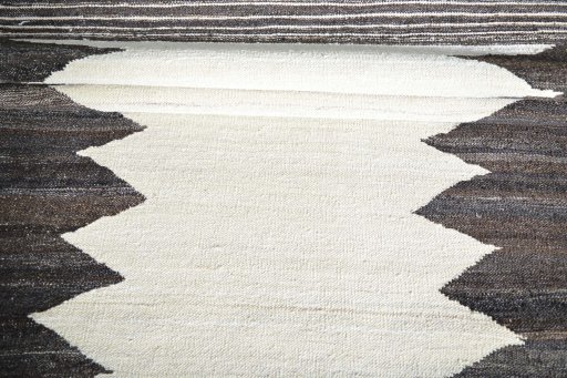 Full view of New Modern Design rug from Iran / Persia, 255 × 102 cm in Gray tones