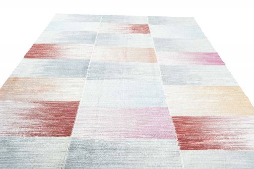 Close-up detail of New Modern Design rug from Iran / Persia showing Wool weave