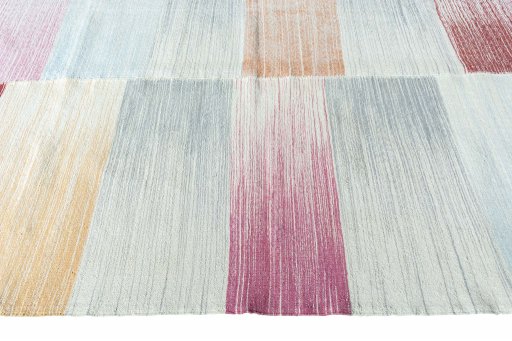 Close-up detail of New Modern Design rug from Iran / Persia showing Wool weave