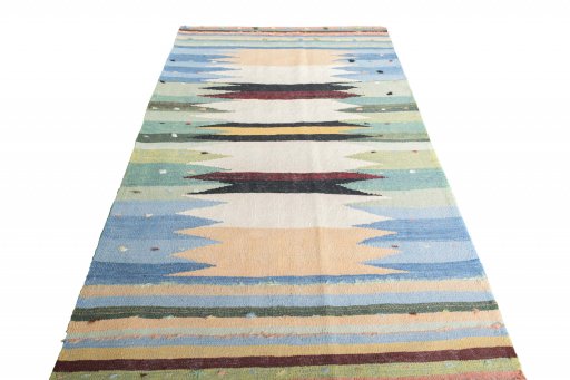 Close-up detail of New Modern Design rug from Iran / Persia showing Wool weave