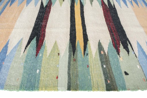 Close-up detail of New Modern Design rug from Iran / Persia showing Wool weave