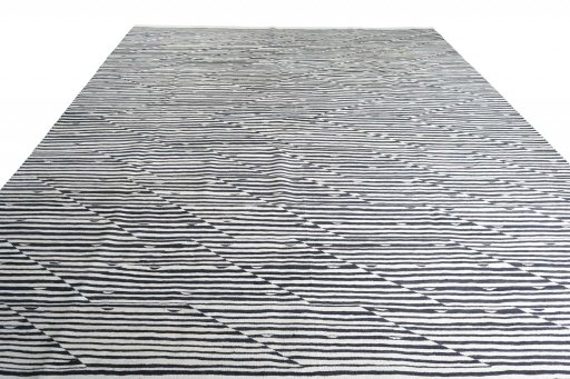 Close-up detail of New Modern Design rug from Iran / Persia showing Wool weave