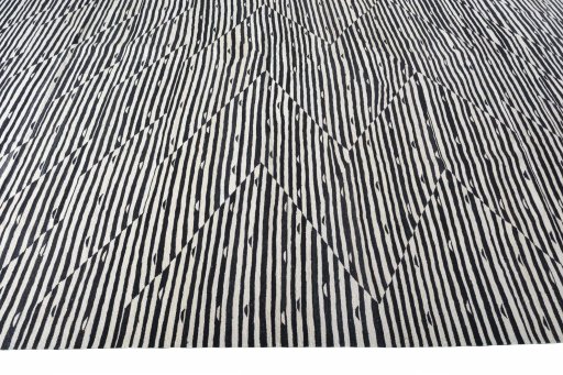 Close-up detail of New Modern Design rug from Iran / Persia showing Wool weave